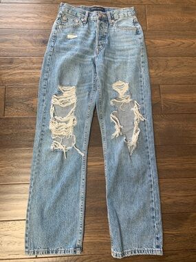 Aeropostale 90’s Baggy Distressed Light Blue Straight Leg Jeans.Pre-Owned. 26x27